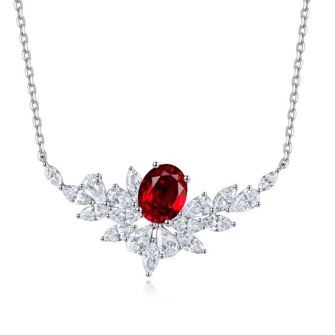 s925 sterling silver lab ruby/sapphire/emerald/paraiba/cobalt spinel & cz diamond necklace