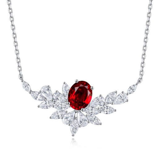S925 Sterling Silver Lab Ruby/Sapphire/Emerald/Paraiba/Cobalt Spinel & CZ Diamond Necklace