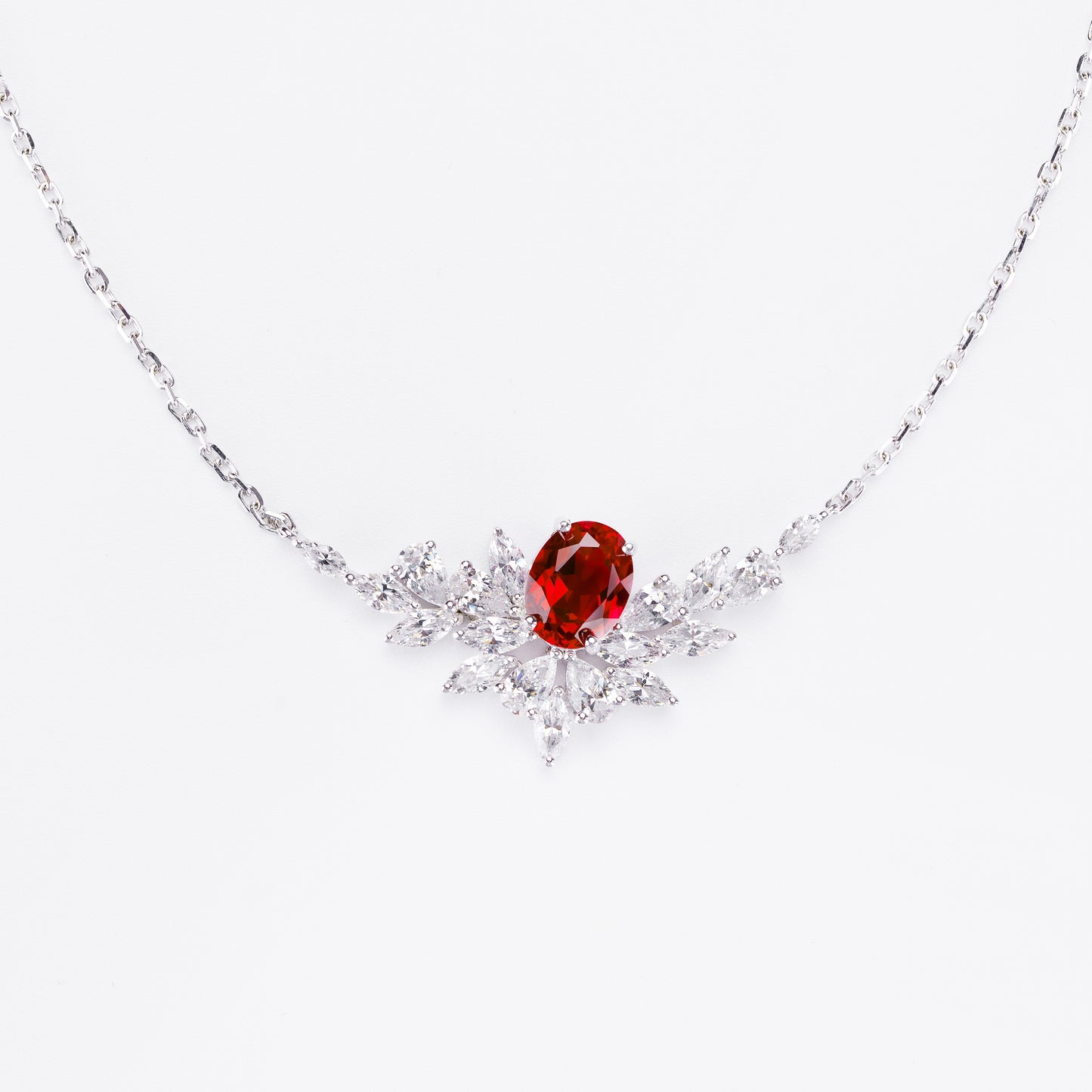 s925 sterling silver lab ruby/sapphire/emerald/paraiba/cobalt spinel & cz diamond necklace