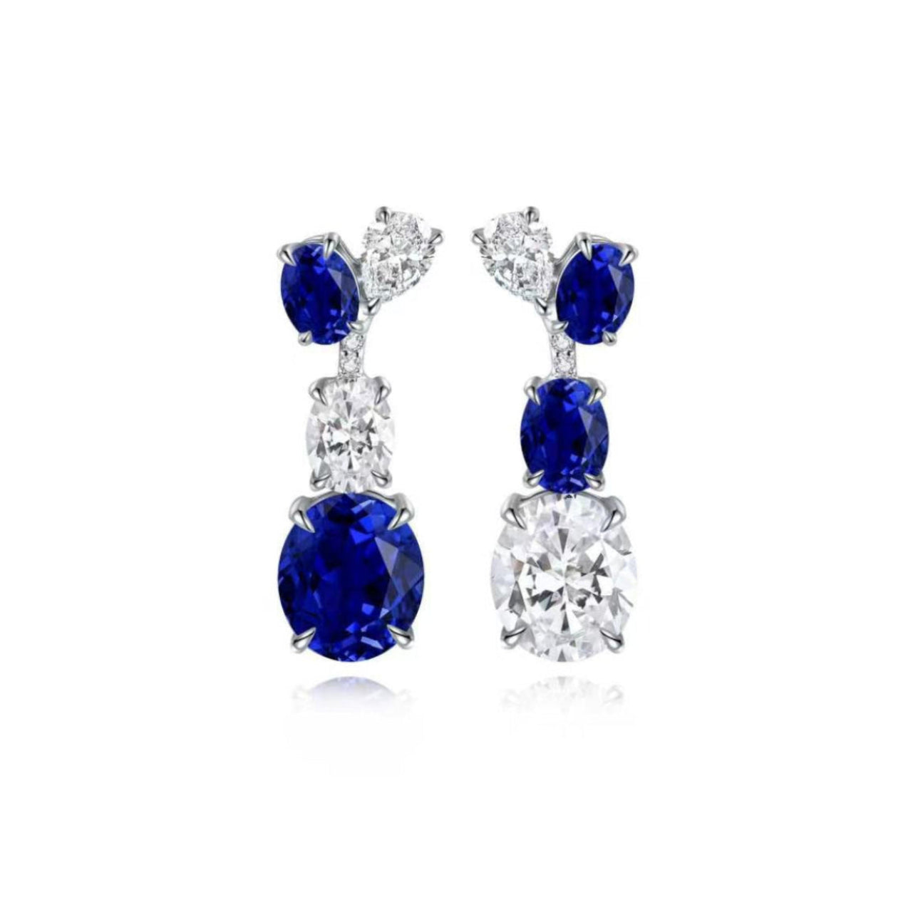 s925 sterling silver lab sapphire/ruby/emerald/paraiba/cobalt spinel & cz diamond earrings