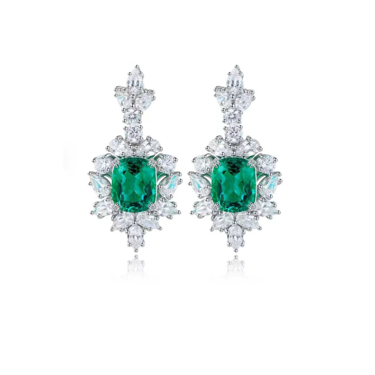 s925 sterling silver lab ruby/sapphire/emerald/paraiba & cz diamond earrings