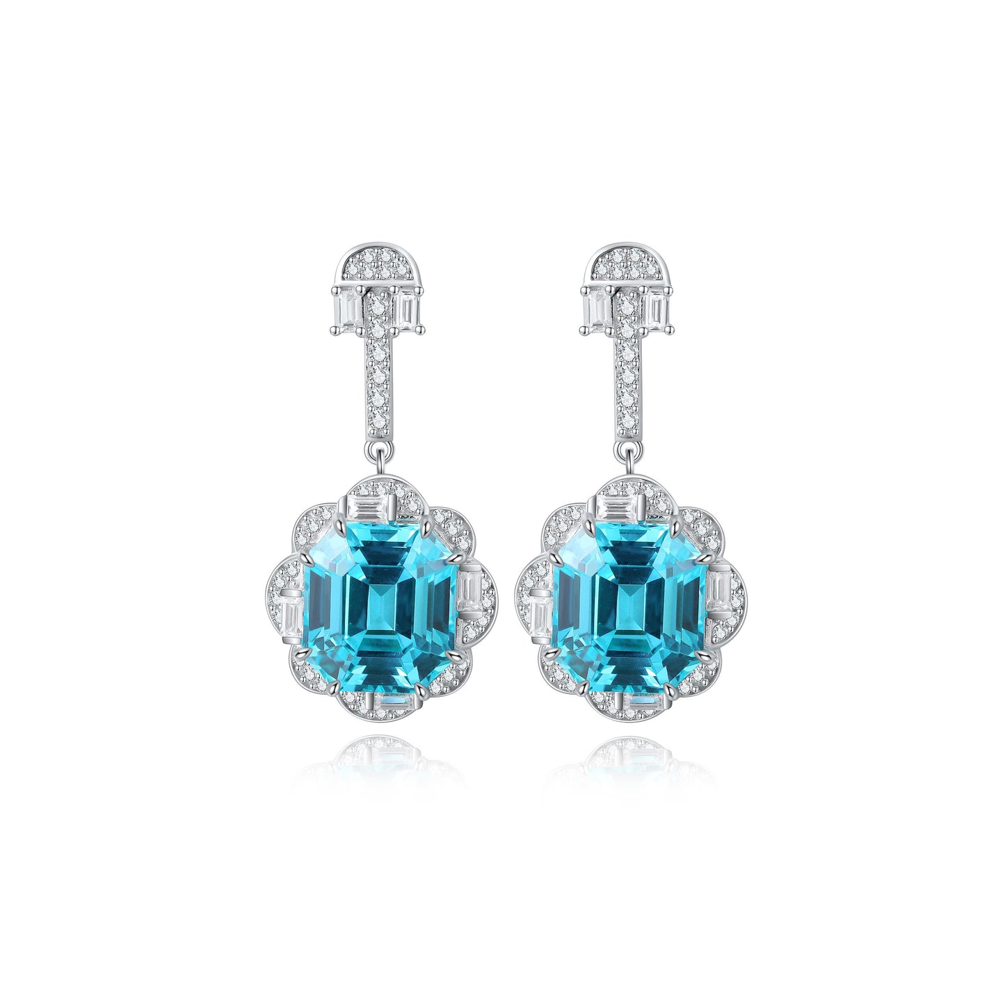 s925 sterling silver lab cobalt spinel/emerald/sapphire/ruby/paraiba & cz diamond earrings