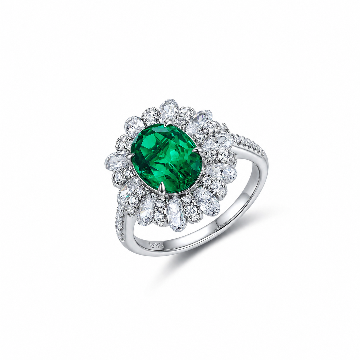 s925 sterling silver lab paraiba/ruby/sapphire/emerald & cz diamond ring