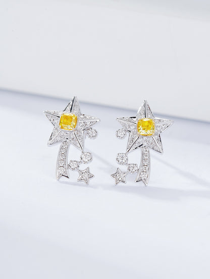 14K/18K WHITE GOLD 0.48 CTW FANCY NATURAL YELLOW DIAMOND & DIAMOND EARRINGS