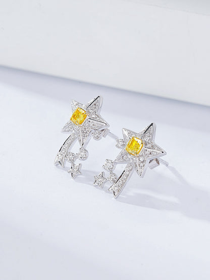 14K/18K WHITE GOLD 0.48 CTW FANCY NATURAL YELLOW DIAMOND & DIAMOND EARRINGS