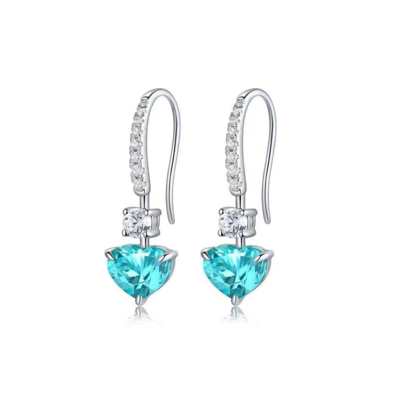 s925 sterling silver lab paraiba/ruby/sapphire/emerald & cz diamond earrings
