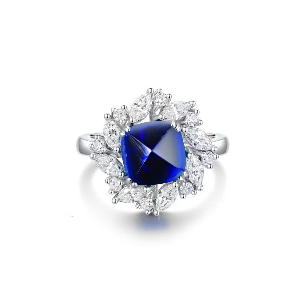 s925 sterling silver lab ruby/emerald/sapphire/paraiba & cz diamond ring