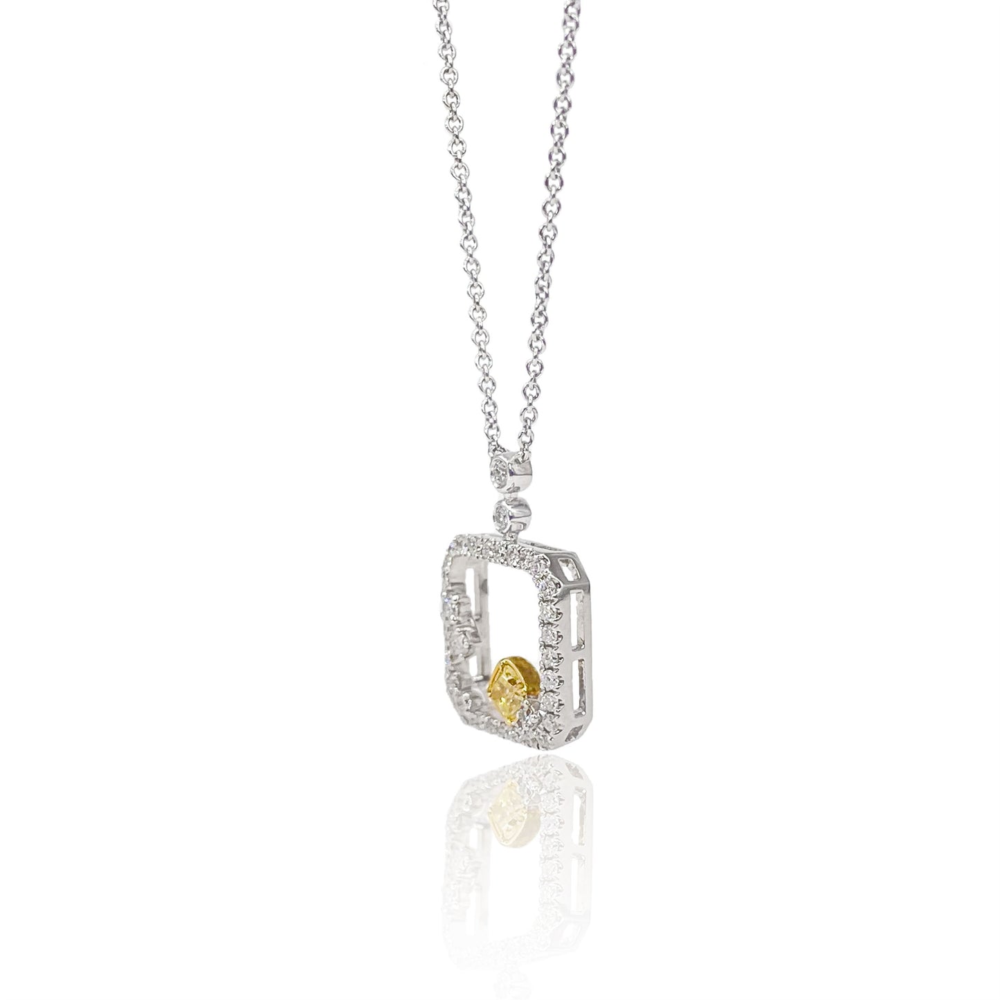 14k/18k white gold 0.36 ctw fancy yellow diamond & diamond necklace