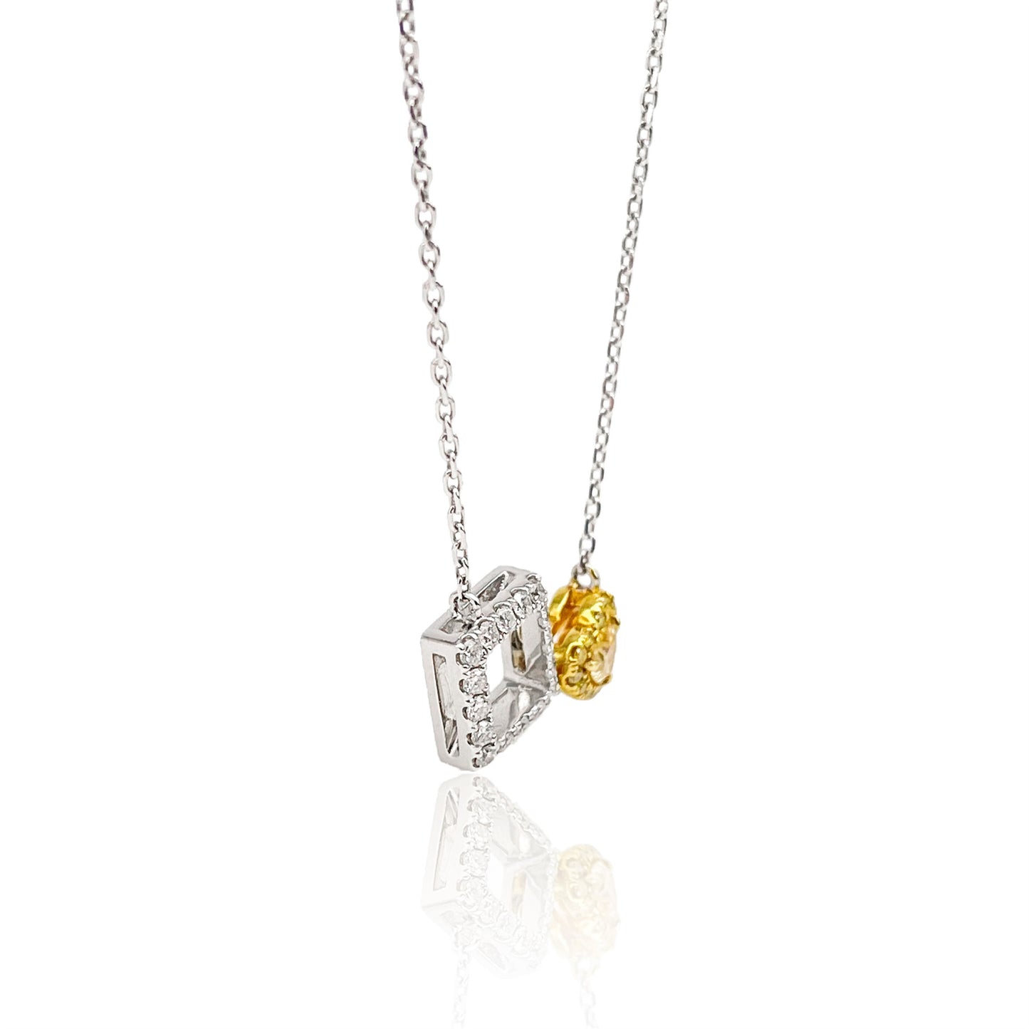 14k/18k white gold 0.31 ctw fancy yellow diamond & diamond necklace