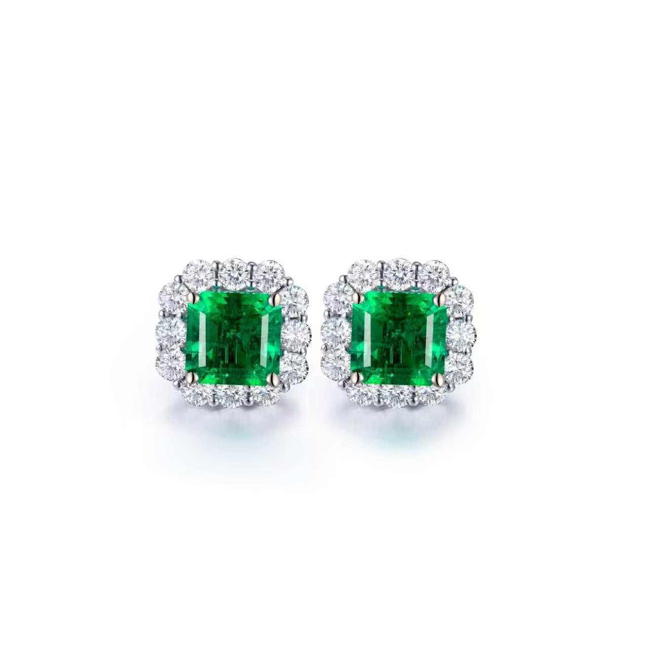 s925 sterling silver lab paraiba/emerald/ruby/sapphire & cz diamond stud earrings