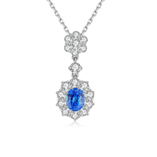 S925 Sterling Silver Lab Sapphire/Ruby/Emerald/Paraiba/Cobalt Spinel & CZ Diamond Necklace