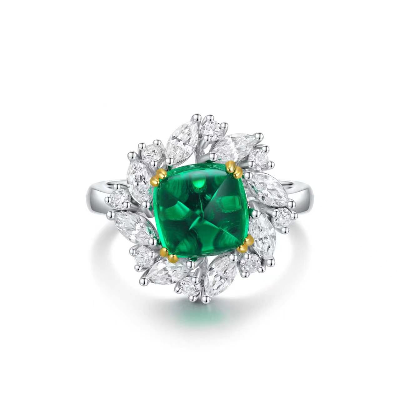 s925 sterling silver lab ruby/emerald/sapphire/paraiba & cz diamond ring