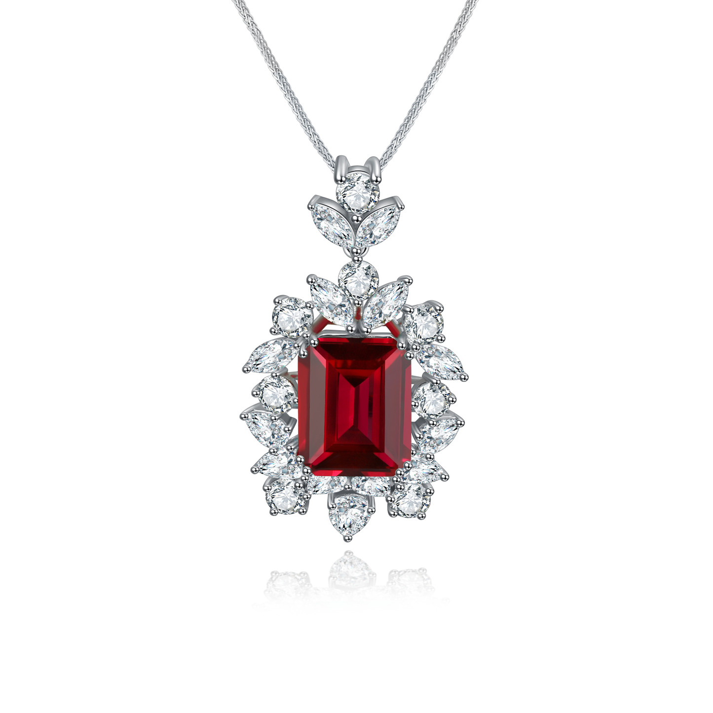 s925 sterling silver lab sapphire/ruby/emerald & cz diamond necklace
