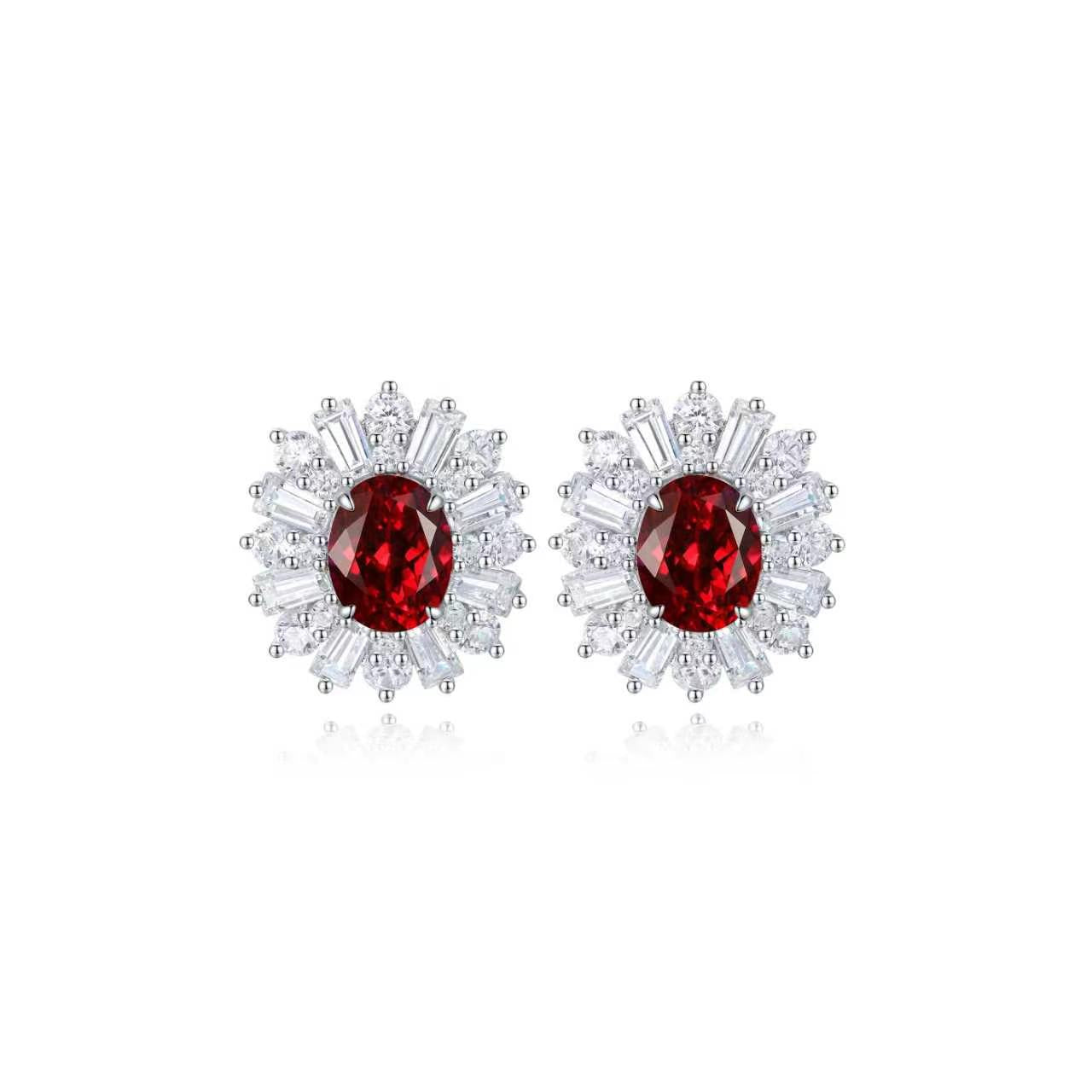 s925 sterling silver lab sapphire/emerald/ruby/paraiba/cobalt spinel & cz diamond stud earrings