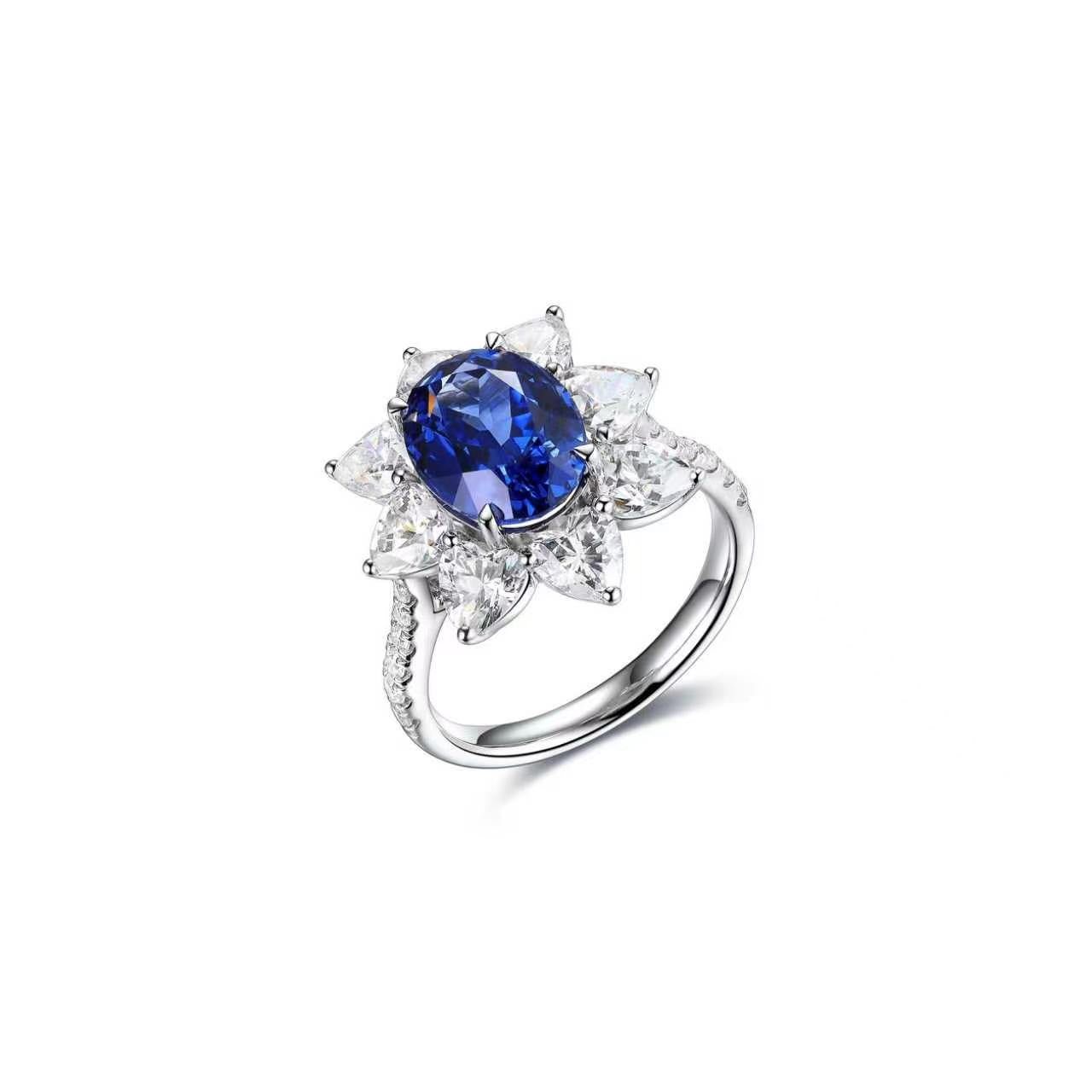 s925 sterling silver lab ruby/sapphire/emerald/paraiba & cz diamond ring