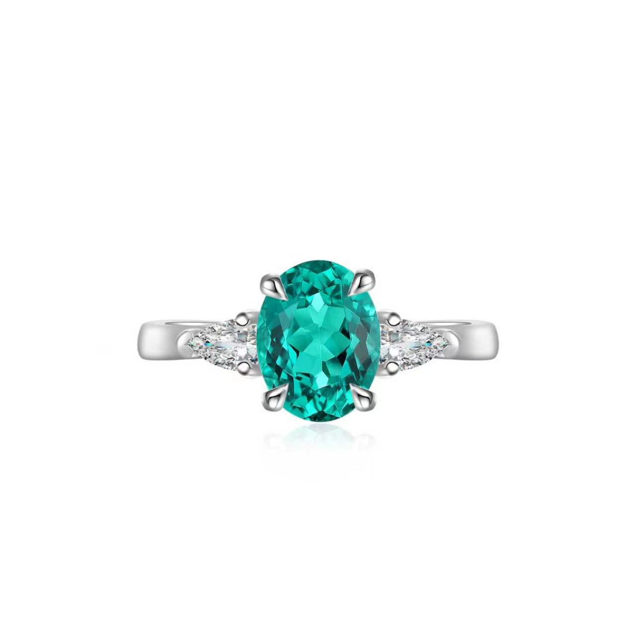 s925 sterling silver lab ruby/sapphire/emerald/paraiba/cobalt spinel & cz diamond ring