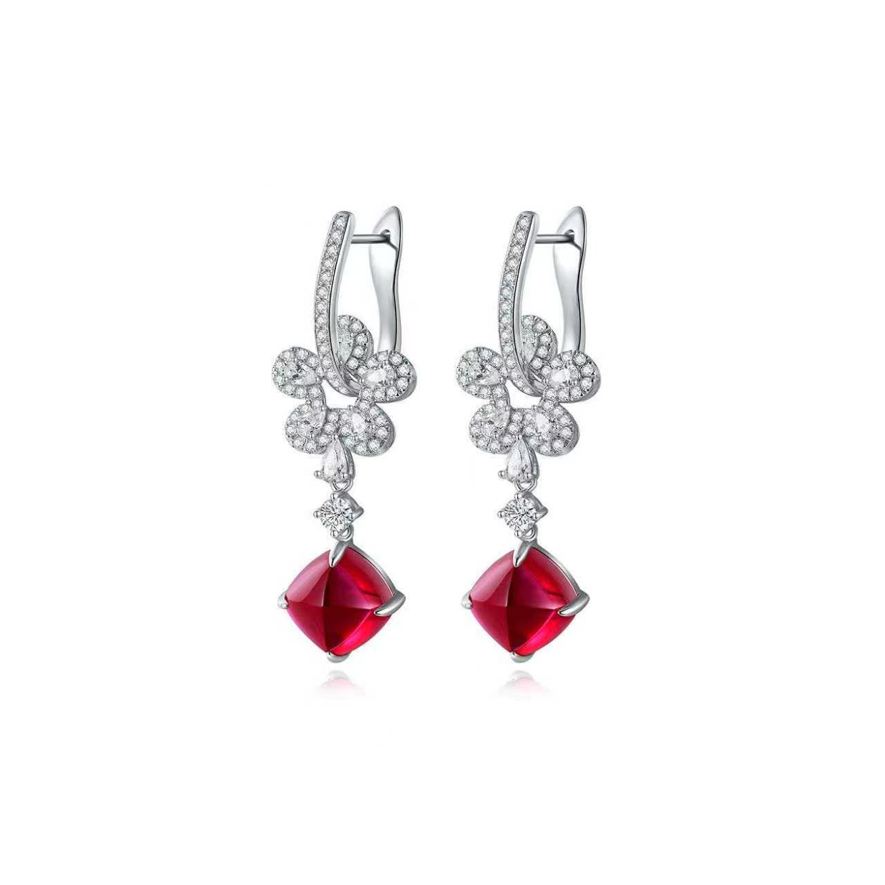 s925 sterling silver lab cobalt spinel/paraiba/ruby/sapphire/emerald & cz diamond earrings