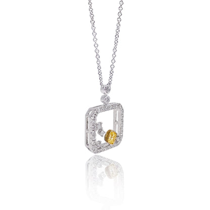 14K/18K WHITE GOLD 0.36 CTW FANCY YELLOW DIAMOND & DIAMOND NECKLACE