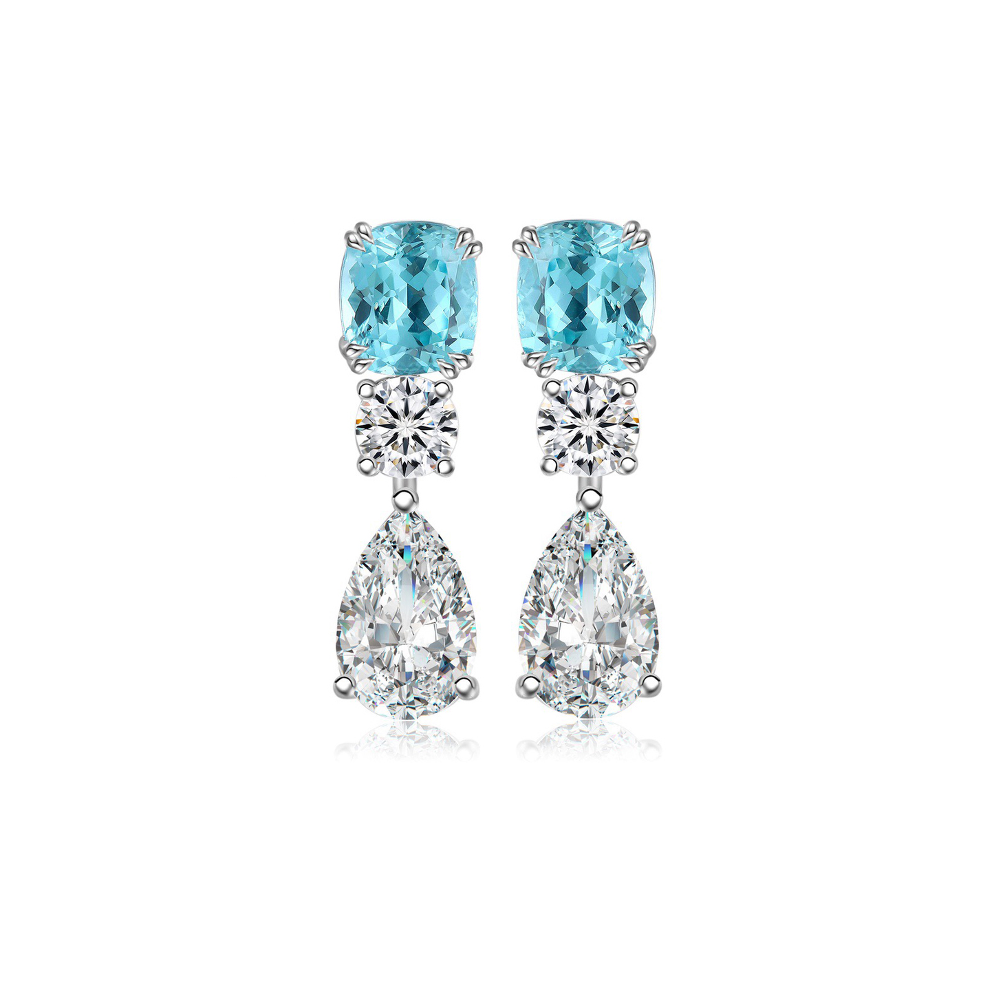 s925 sterling silver lab ruby/sapphire/emerald/paraiba/cobalt spinel & cz diamond earrings