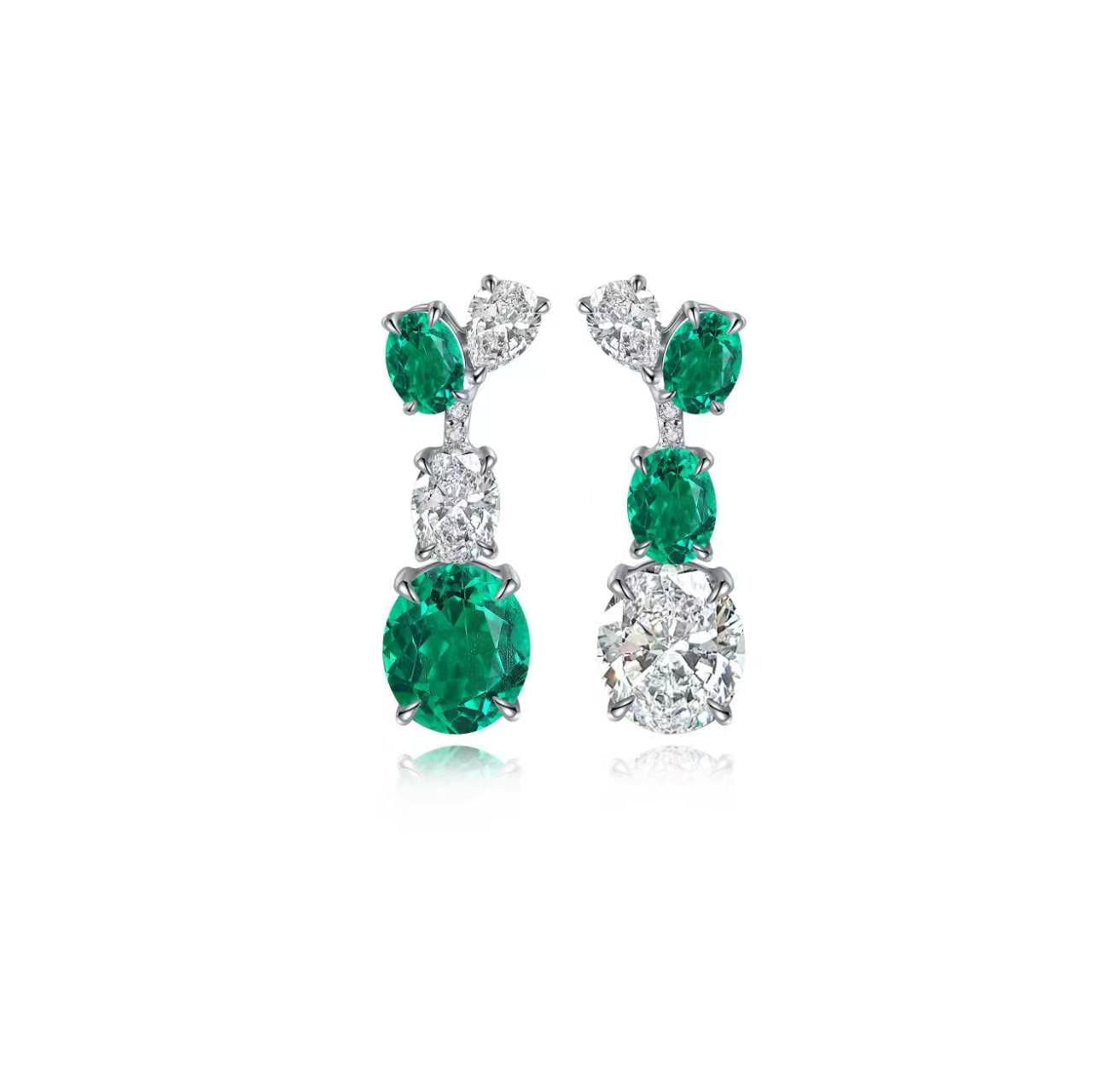 s925 sterling silver lab sapphire/ruby/emerald/paraiba/cobalt spinel & cz diamond earrings