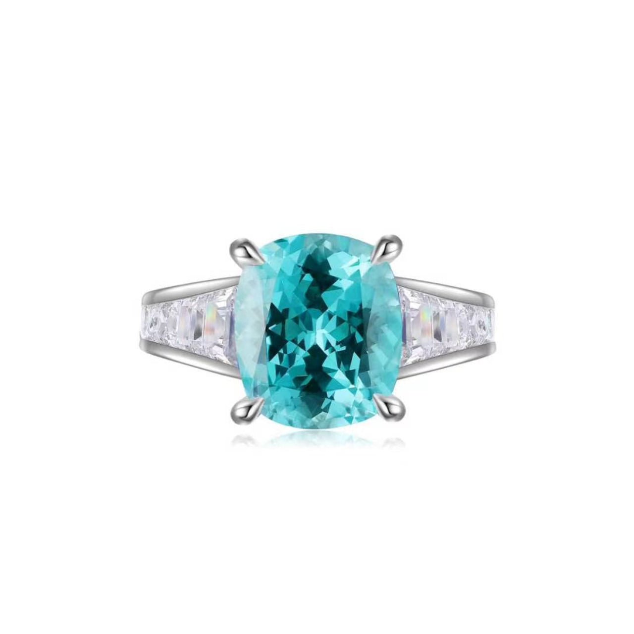 s925 sterling silver lab paraiba/ruby/sapphire/emerald & cz diamond ring