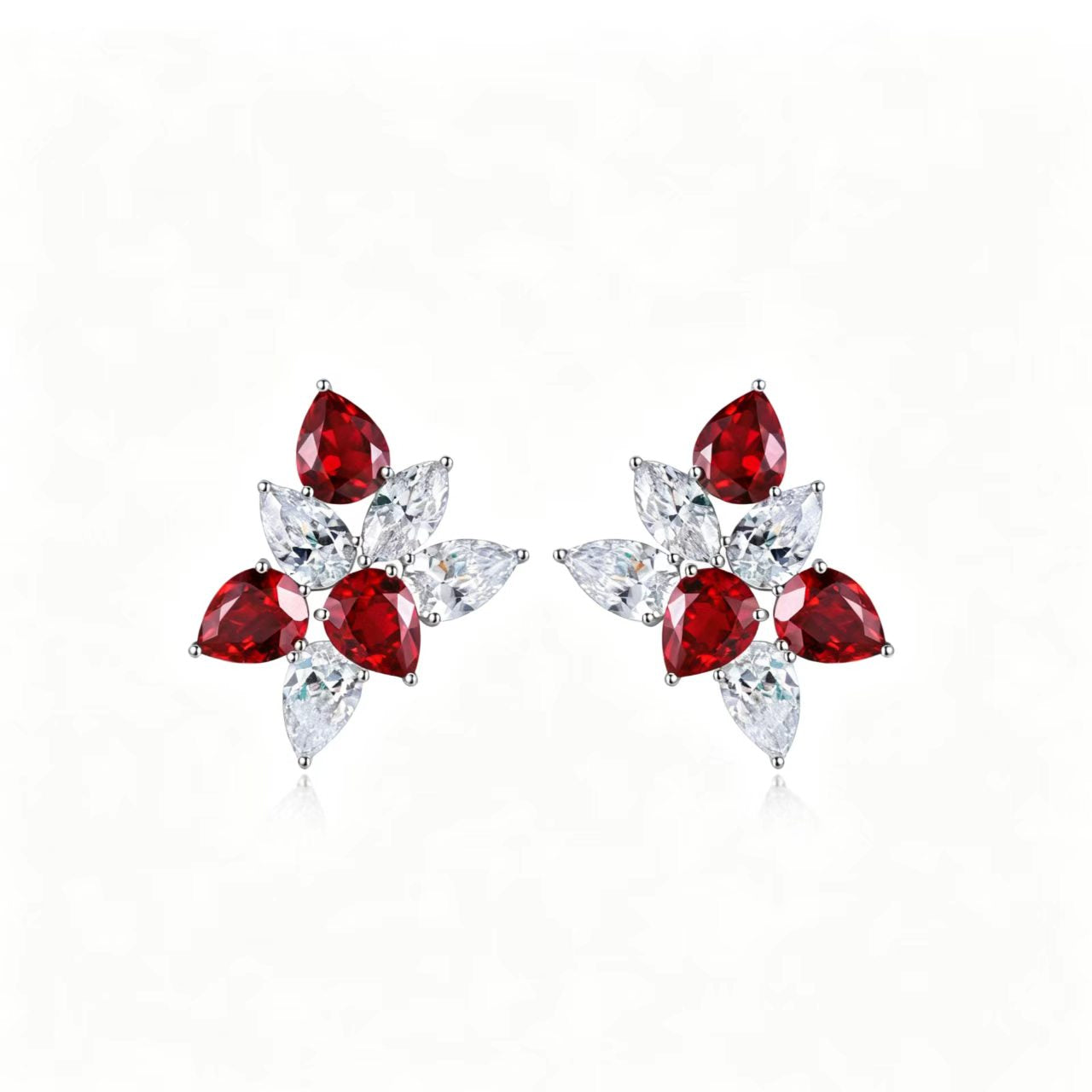 s925 sterling silver lab emerald/ruby/sapphire & cz diamond stud earrings