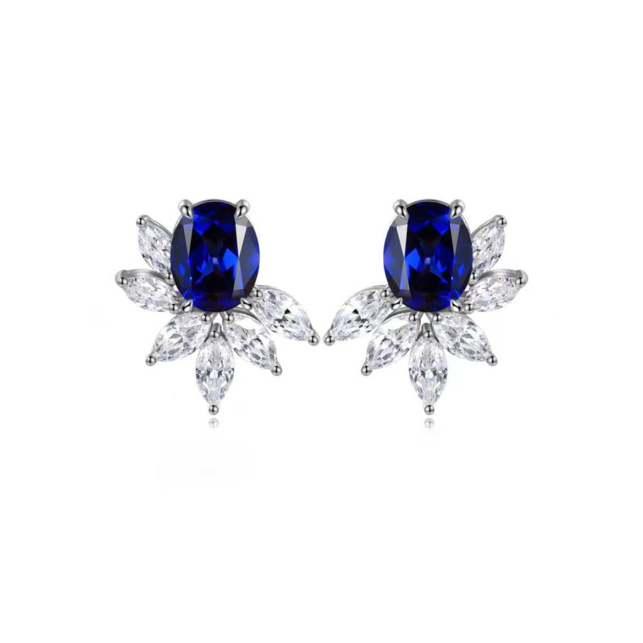 s925 sterling silver lab sapphire/ruby/emerald/paraiba & cz diamond stud earrings