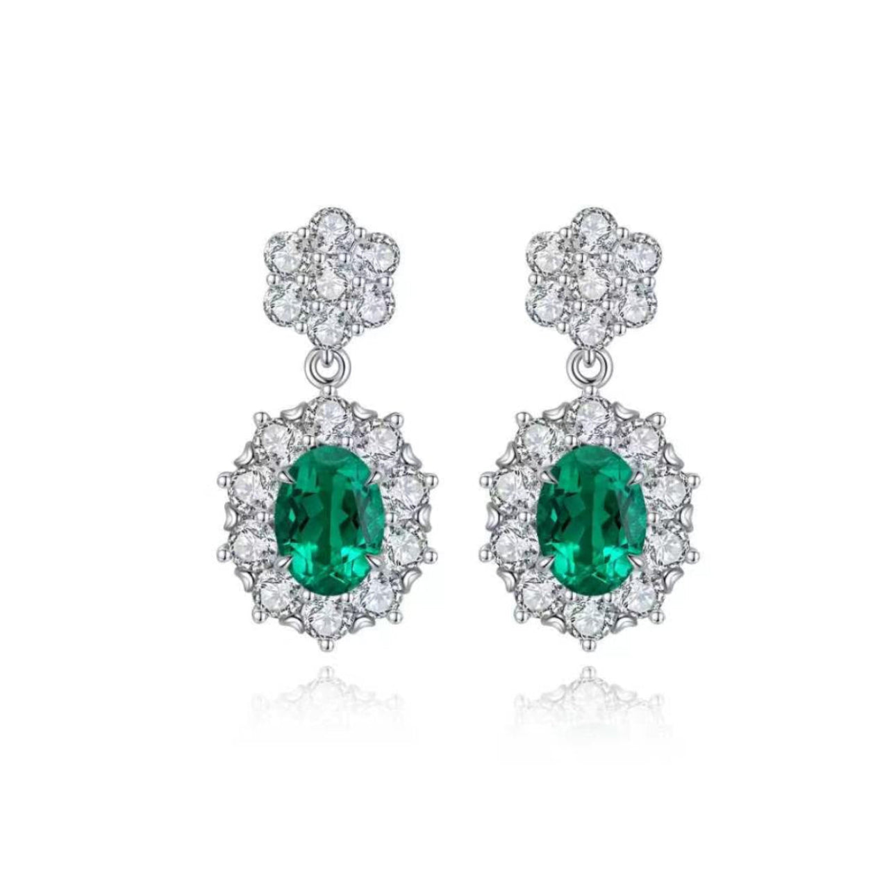 s925 sterling silver lab ruby/sapphire/emerald/paraiba & cz diamond earrings