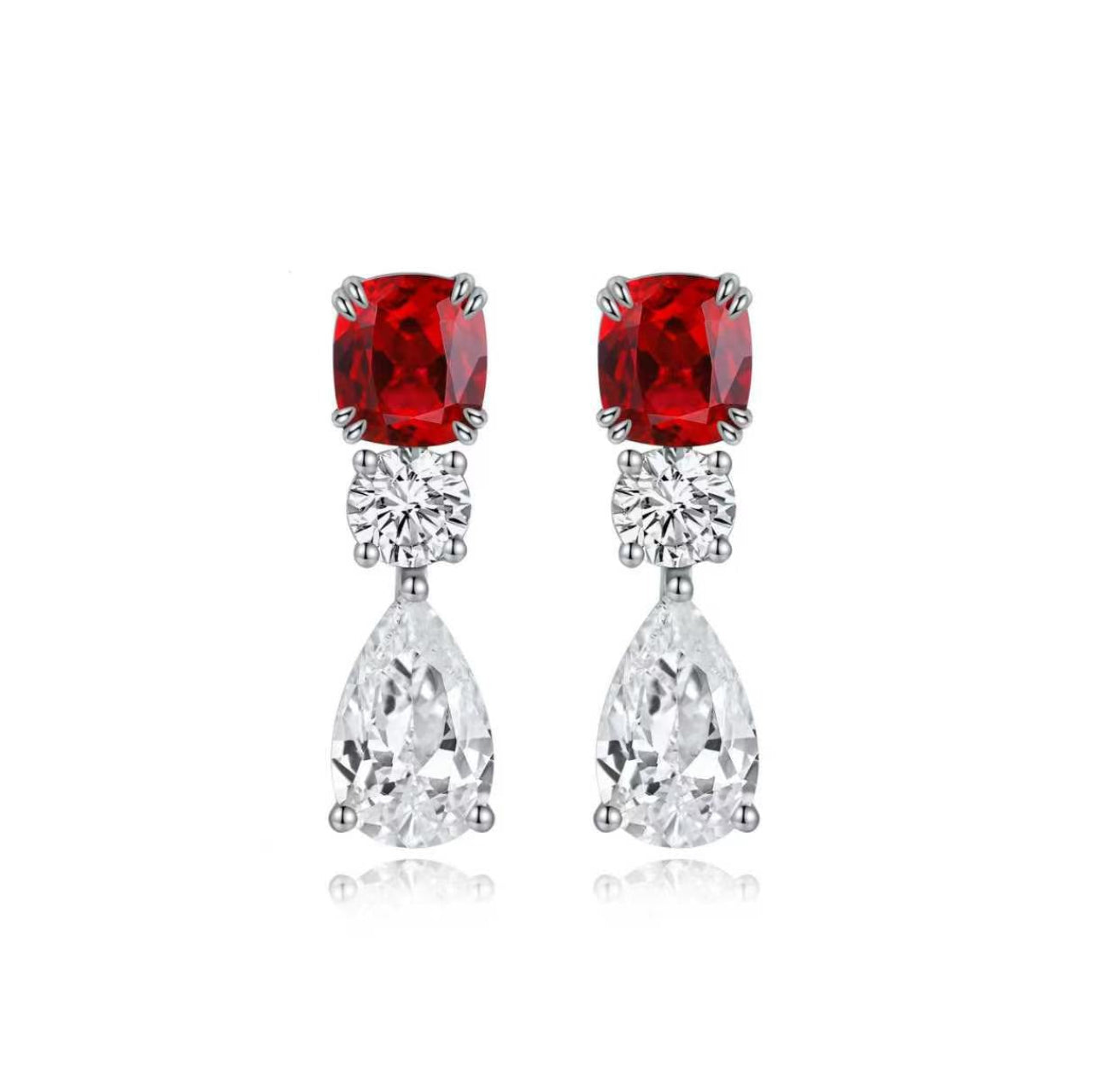 s925 sterling silver lab ruby/sapphire/emerald/paraiba/cobalt spinel & cz diamond earrings