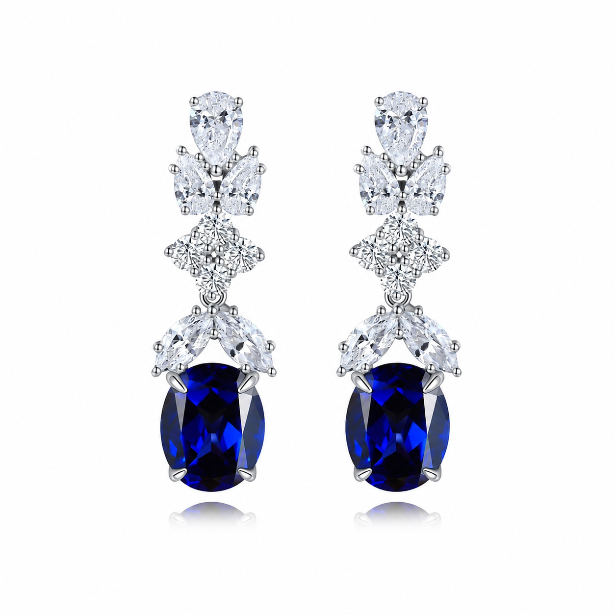 s925 sterling silver lab sapphire/emerald/ruby/paraiba/cobalt spinel & cz diamond earrings