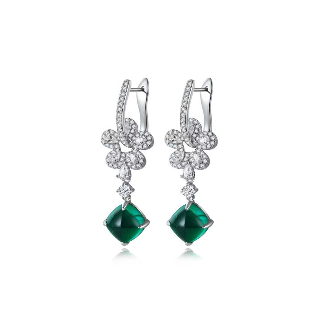 s925 sterling silver lab cobalt spinel/paraiba/ruby/sapphire/emerald & cz diamond earrings