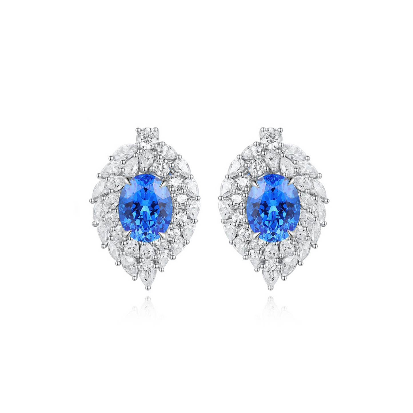 s925 sterling silver lab cobalt spinel/paraiba/ruby/emerald/sapphire & cz diamond earrings
