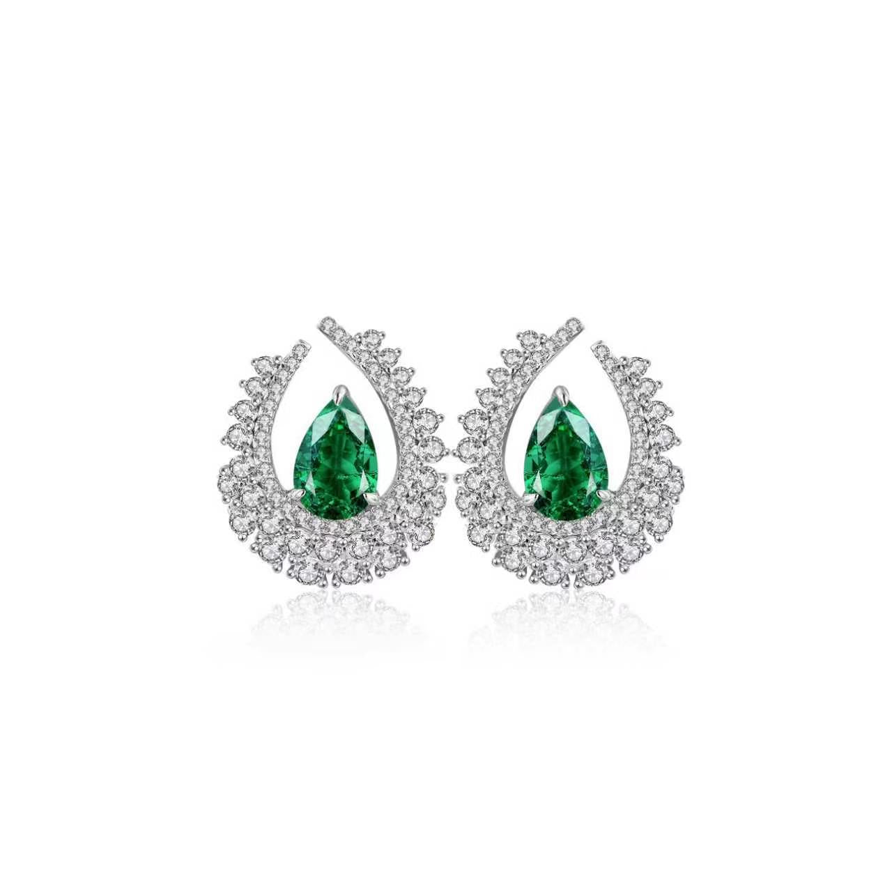 s925 sterling silver lab paraiba/emerald/sapphire/ruby & cz diamond earrings