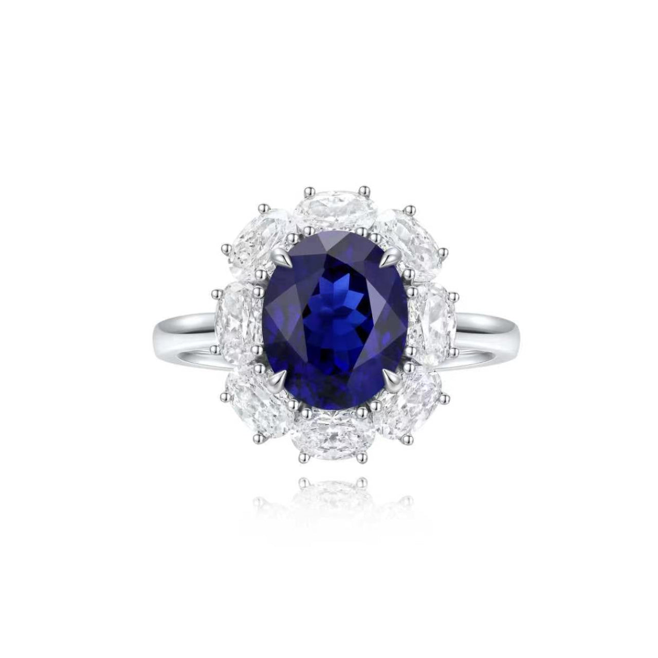 s925 sterling silver lab sapphire/ruby/paraiba/cobalt spinel & cz diamond ring