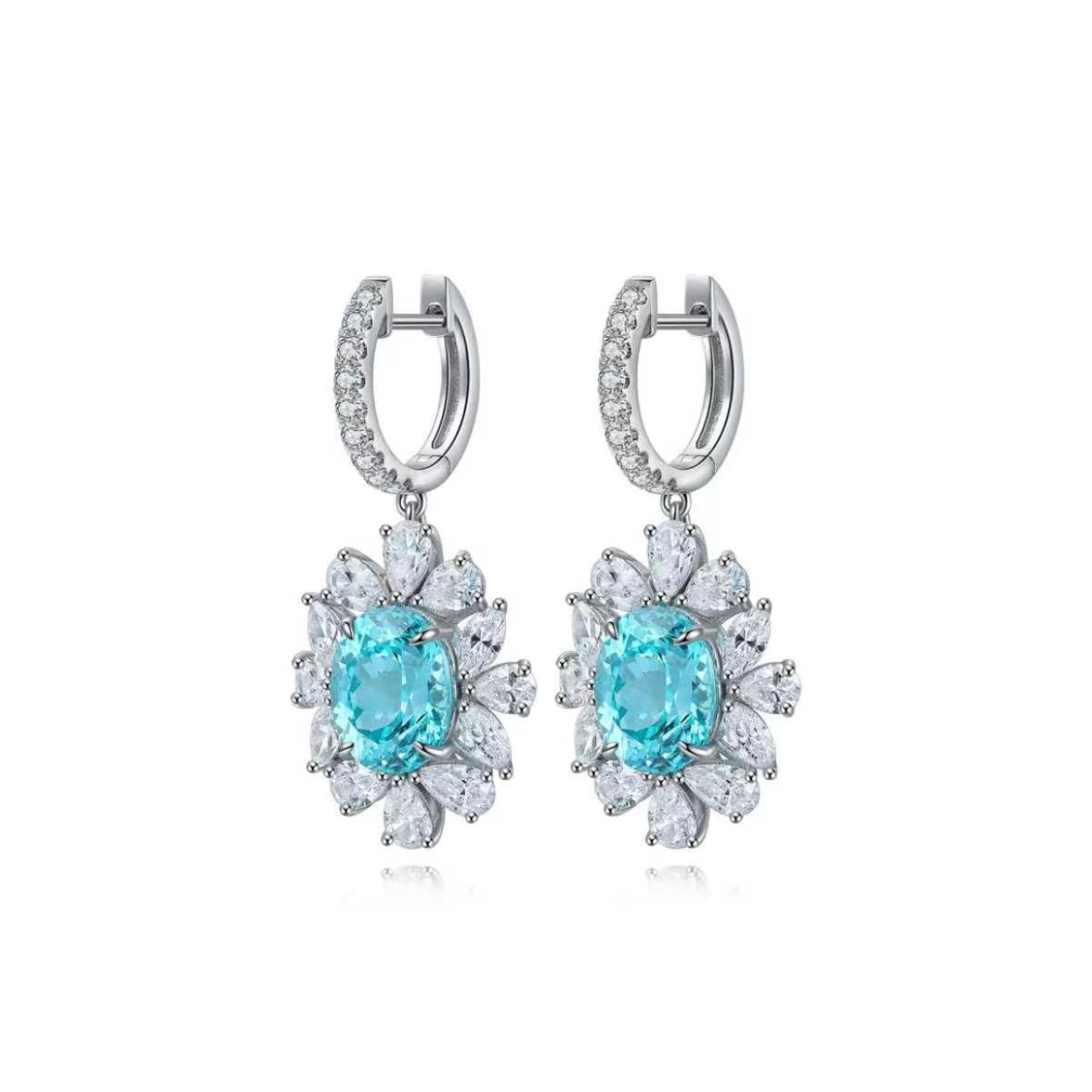 s925 sterling silver lab ruby/emerald/sapphire/cobalt spinel/paraiba & cz diamond earrings