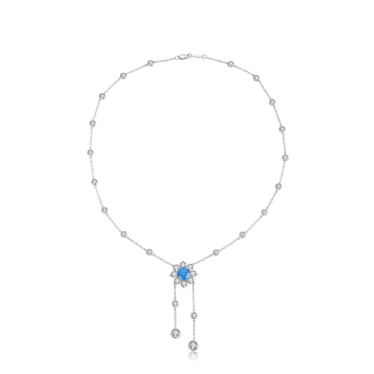s925 sterling silver lab emerald/ruby/sapphire/paraiba/cobalt spinel & cz diamond necklace