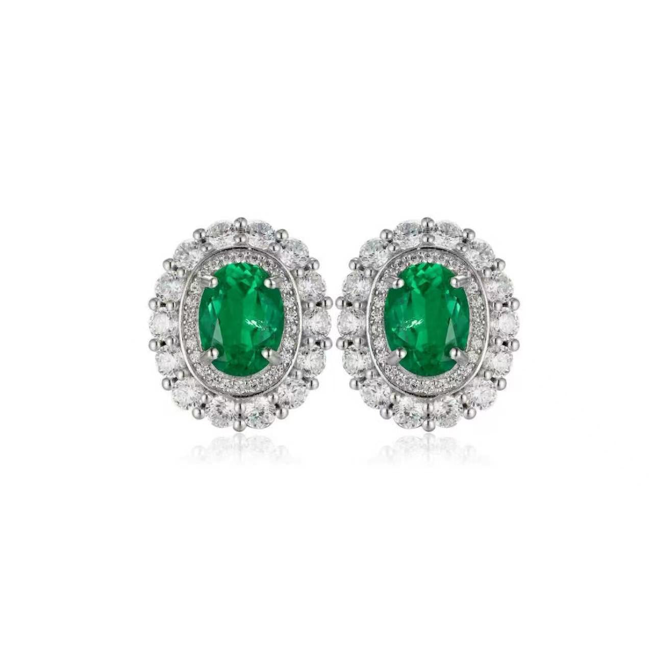 s925 sterling silver lab sapphire/emerald/ruby/paraiba & cz diamond earrings