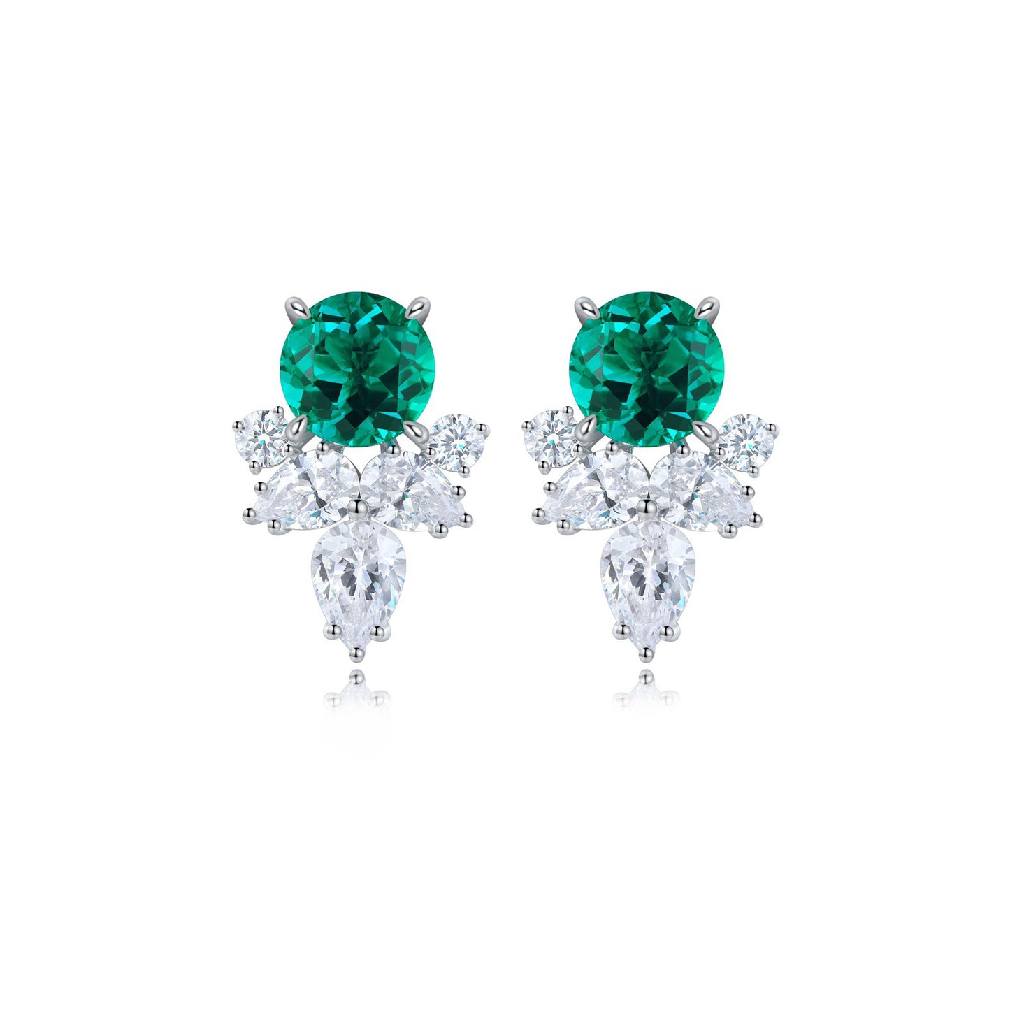 s925 sterling silver lab sapphire/ruby/emerald/paraiba & cz diamond stud earrings