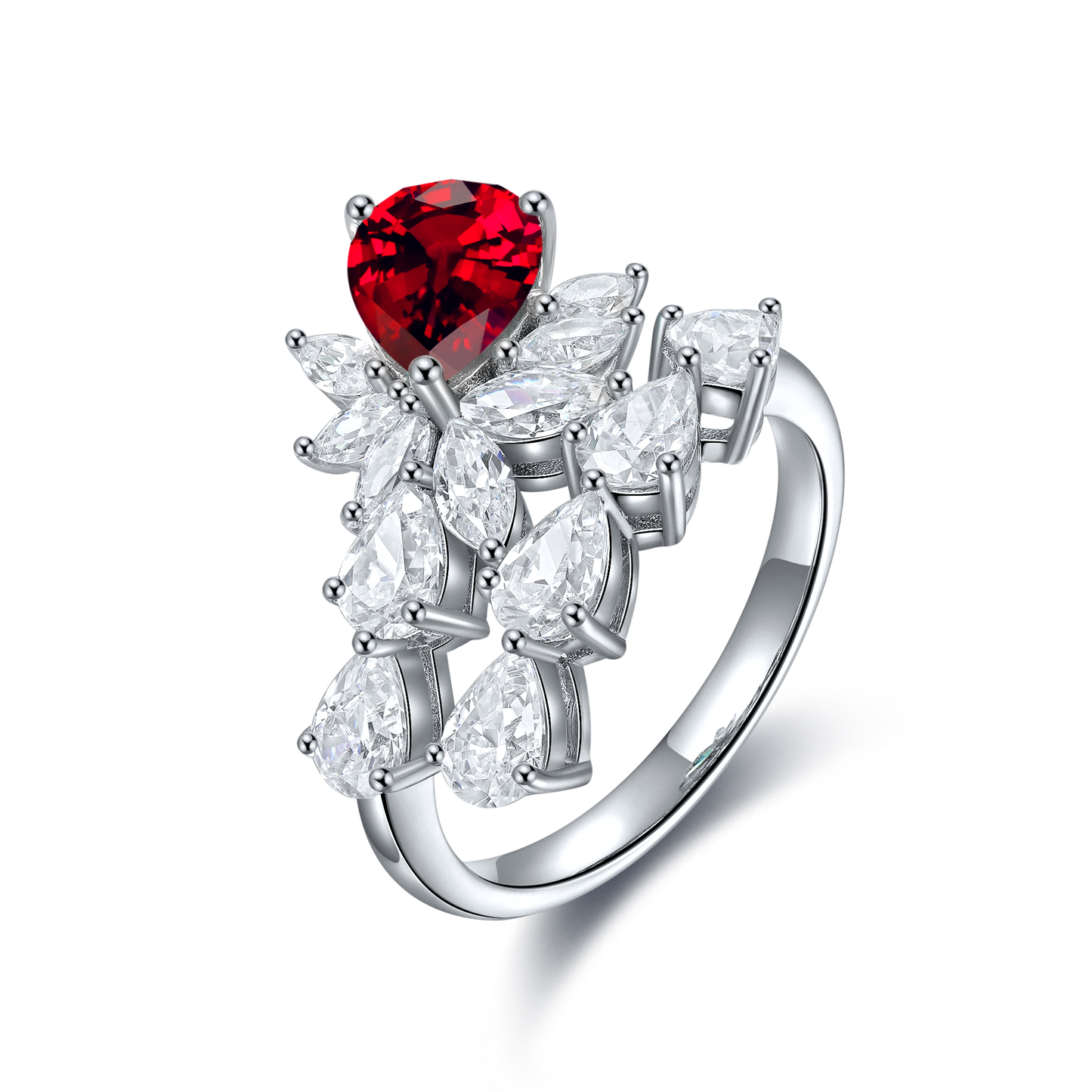 s925 sterling silver lab ruby/sapphire/emerald/paraiba & cz diamond ring