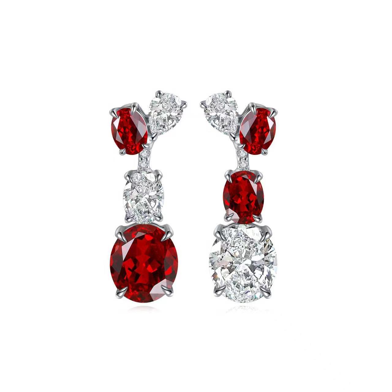 s925 sterling silver lab sapphire/ruby/emerald/paraiba/cobalt spinel & cz diamond earrings