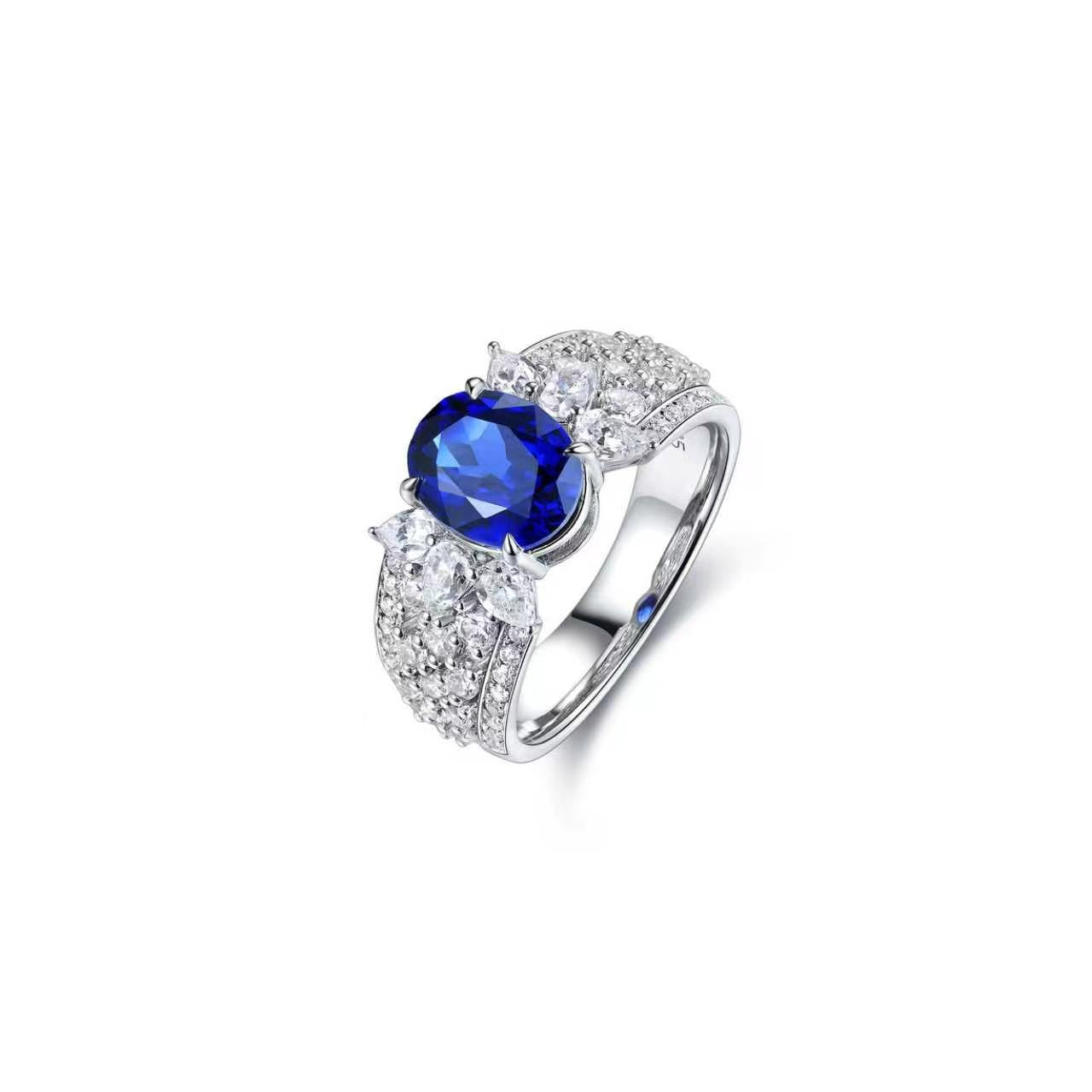 s925 sterling silver lab paraiba/ruby/sapphire/emerald/cobalt spinel & cz diamond ring