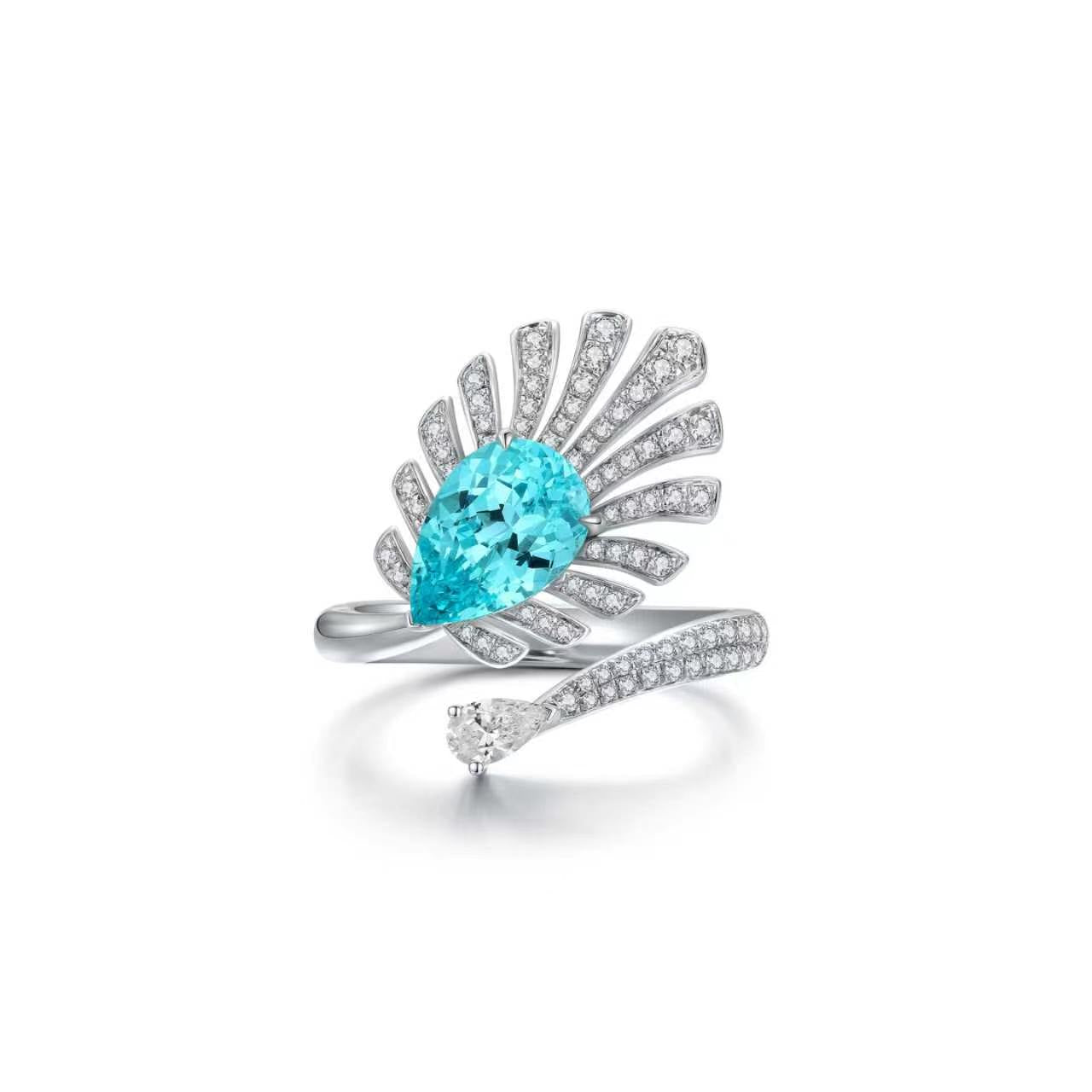 s925 sterling silver lab sapphire/ruby/paraiba/cobalt spinel/emerald & cz diamond ring