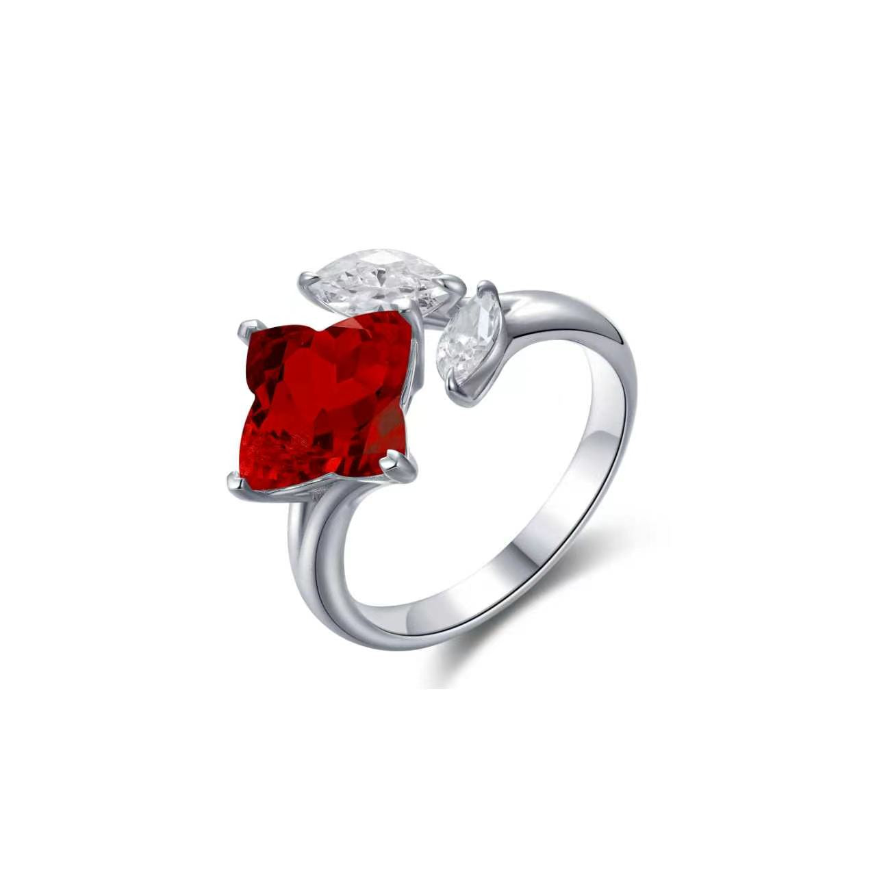 s925 sterling silver lab emerald/sapphire/ruby/paraiba & cz diamond ring