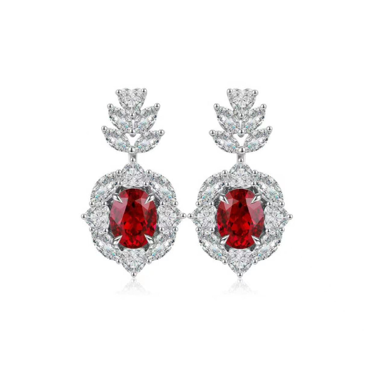 s925 sterling silver lab ruby/sapphire/emerald/paraiba/cobalt spinel & cz diamond earrings