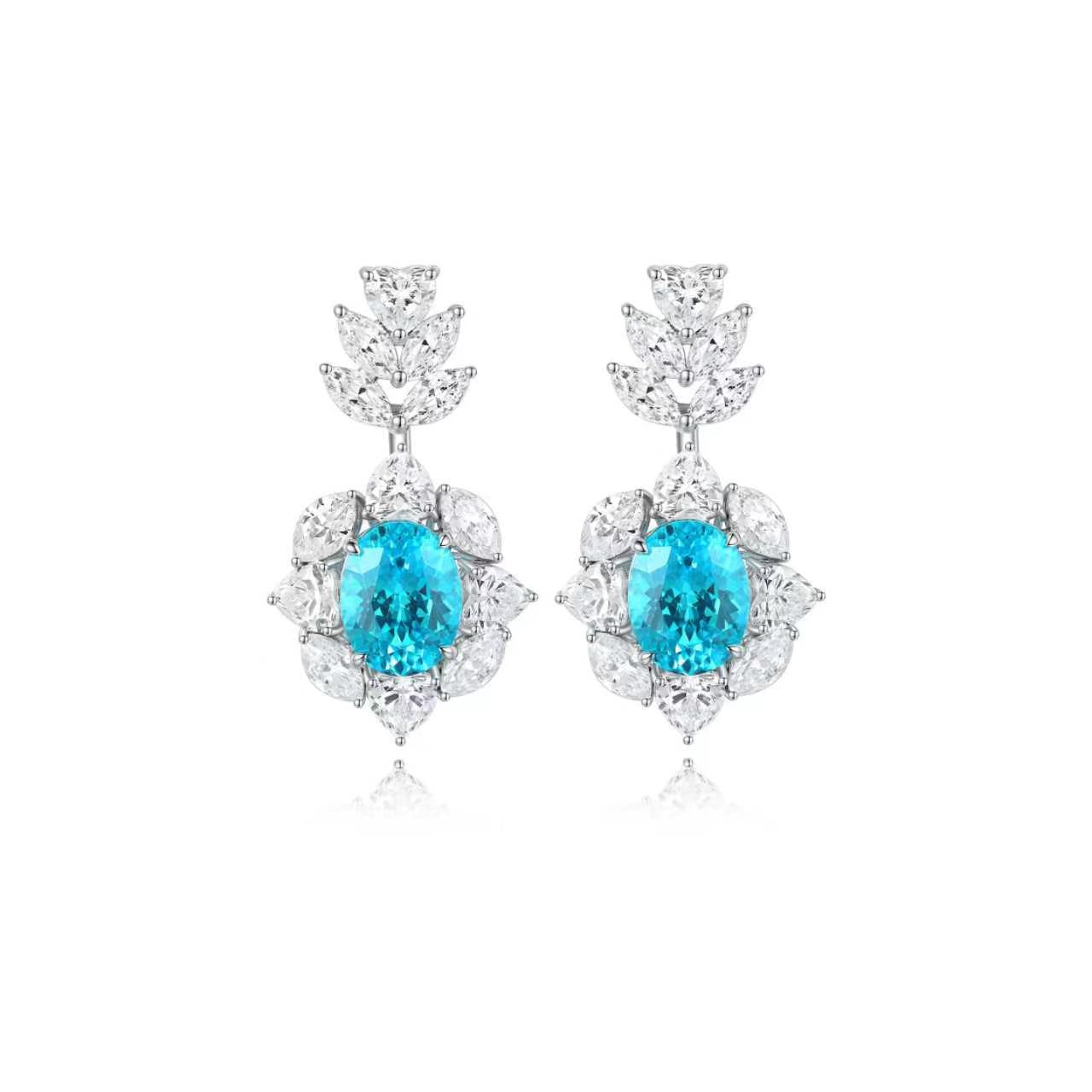 s925 sterling silver lab ruby/sapphire/emerald/paraiba/cobalt spinel & cz diamond earrings