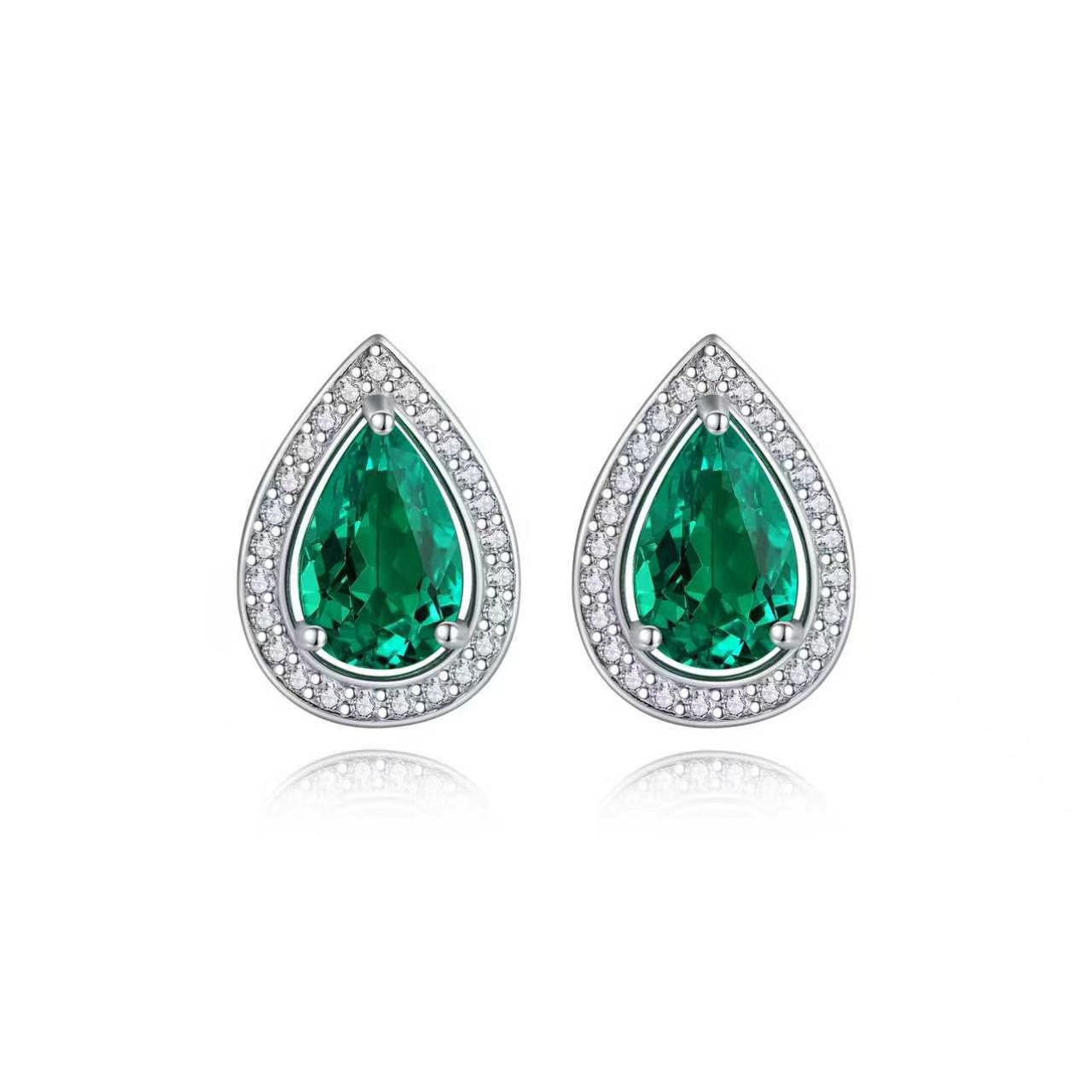 s925 sterling silver lab cobalt spinel/ruby/sapphire/emerald/paraiba & cz diamond stud earrings