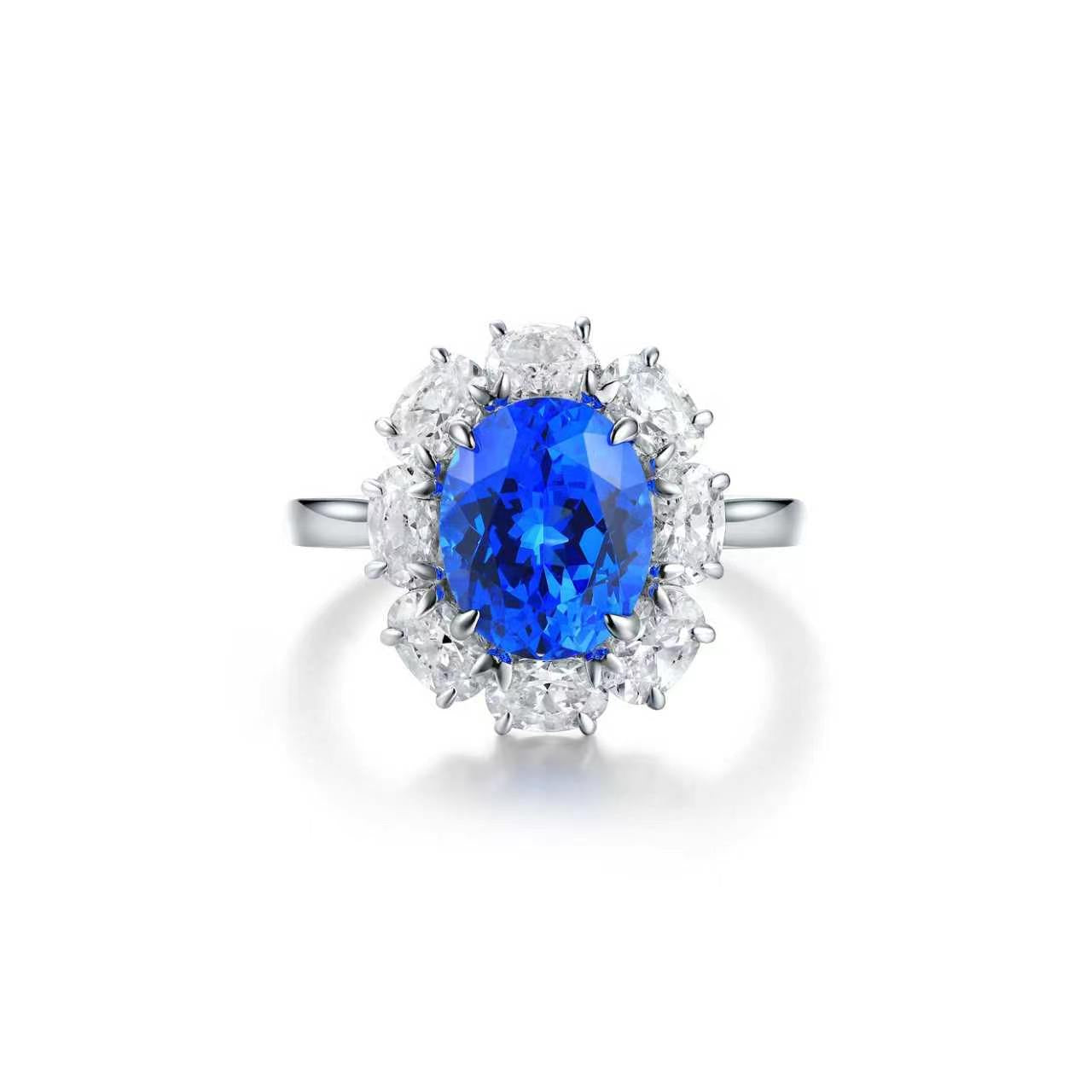 s925 sterling silver lab sapphire/ruby/paraiba/cobalt spinel & cz diamond ring