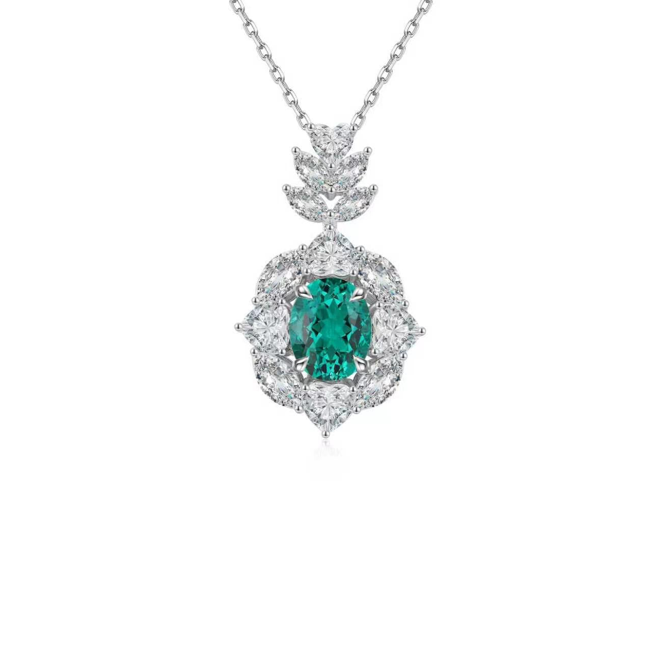 s925 sterling silver lab sapphire/ruby/emerald/paraiba/cobalt spinel & cz diamond necklace