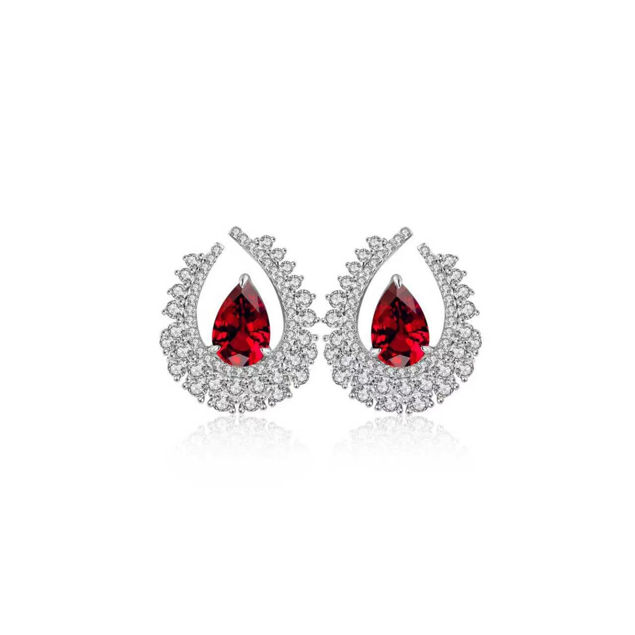 s925 sterling silver lab paraiba/emerald/sapphire/ruby & cz diamond earrings