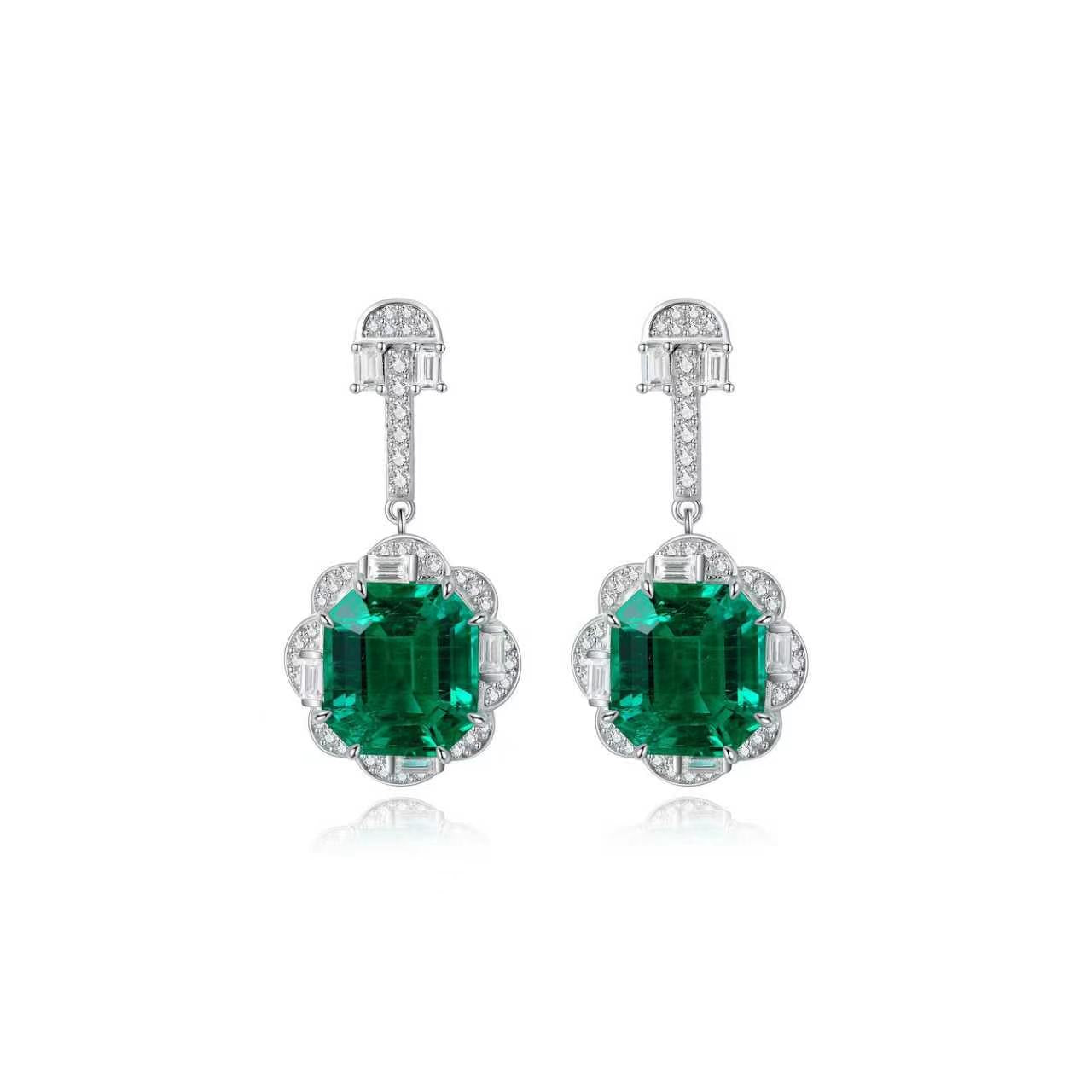s925 sterling silver lab cobalt spinel/emerald/sapphire/ruby/paraiba & cz diamond earrings